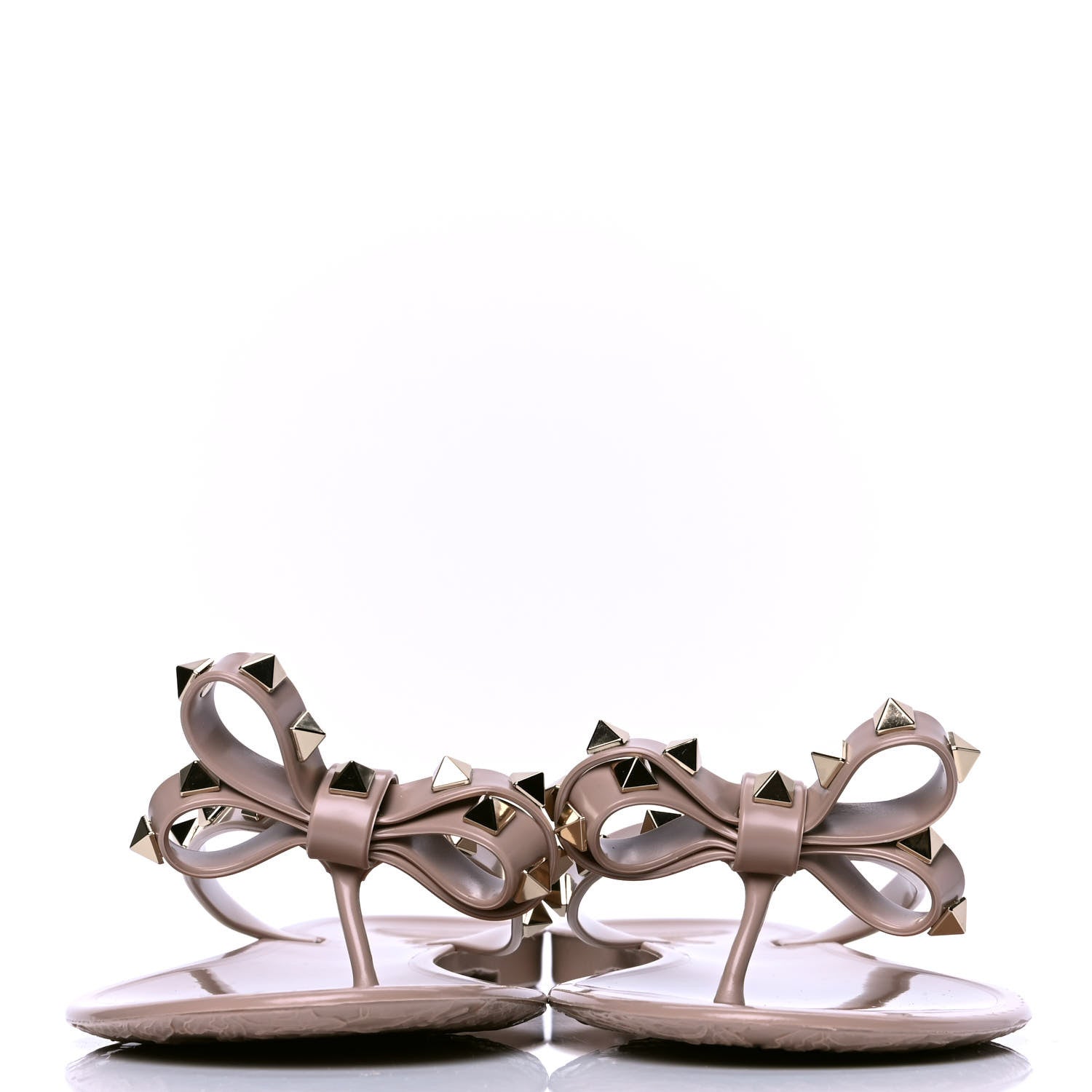 Valentino Garavani PVC Jelly Rockstud Bow Thong Sandals 41 Poudre 2 of 4