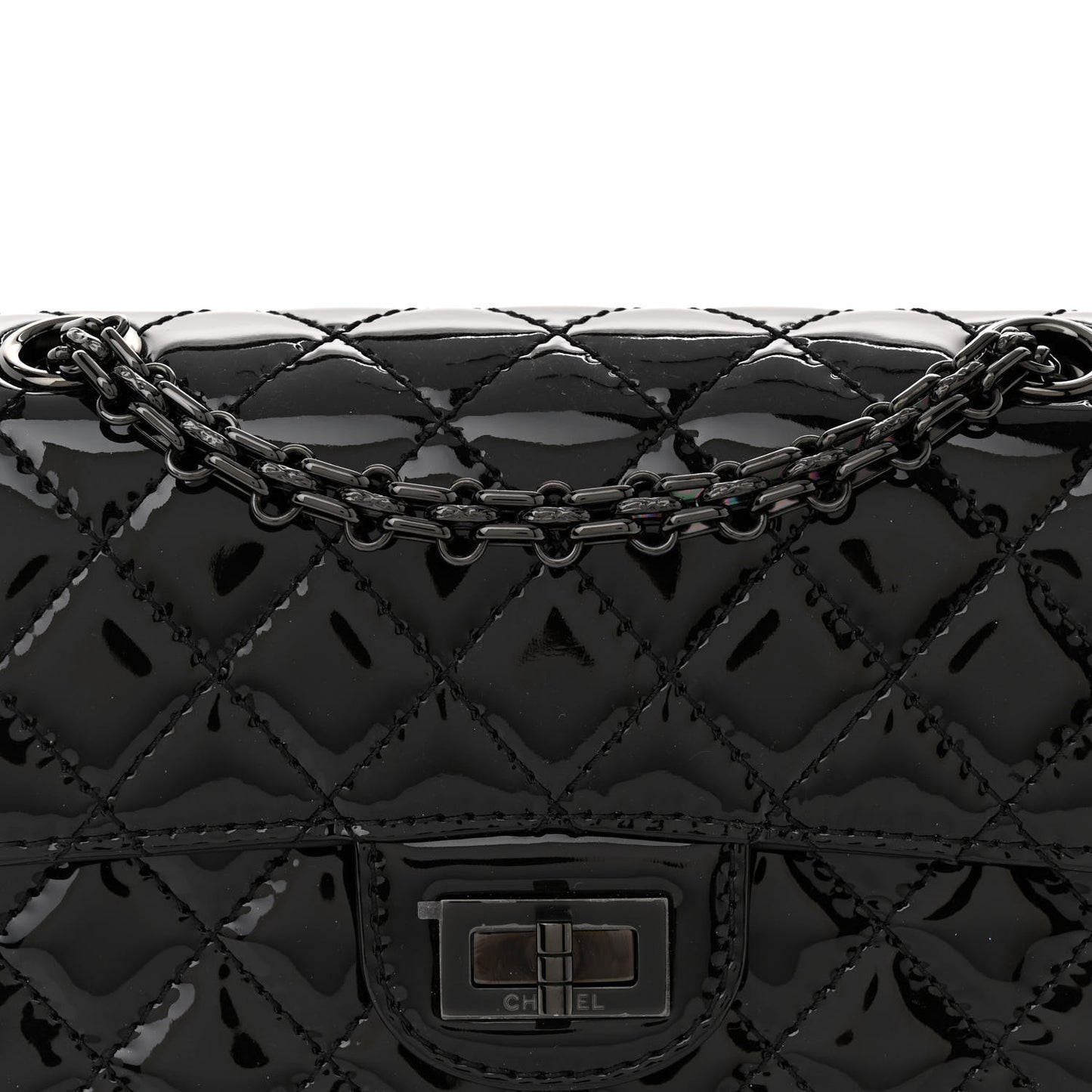 Patent Calfskin Quilted 2.55 Reissue Mini Flap So Black