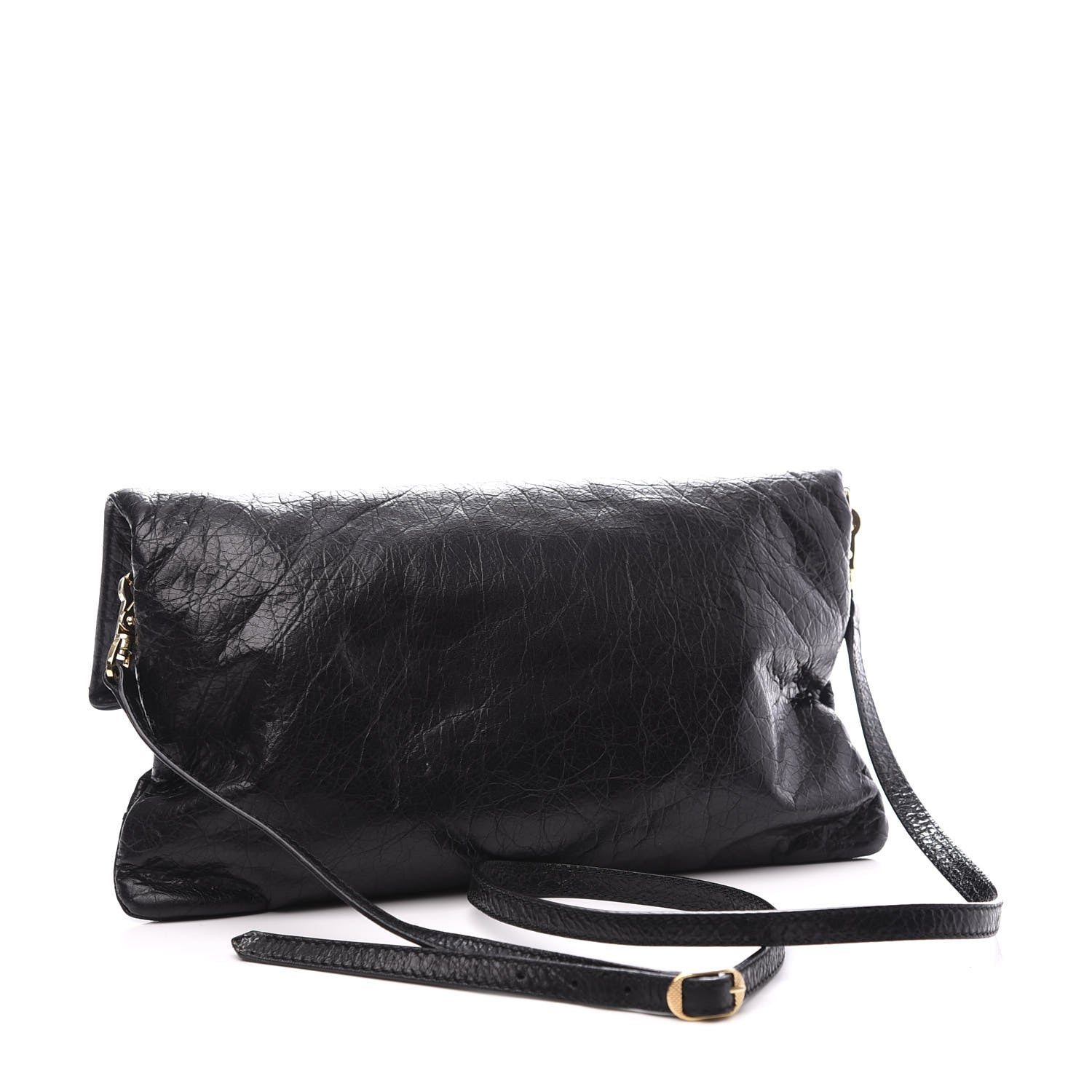 Balenciaga Agneau Giant 12 Gold Hardware Envelope Strap Clutch Black 3 of 10