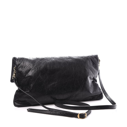 Balenciaga Agneau Giant 12 Gold Hardware Envelope Strap Clutch Black 3 of 10