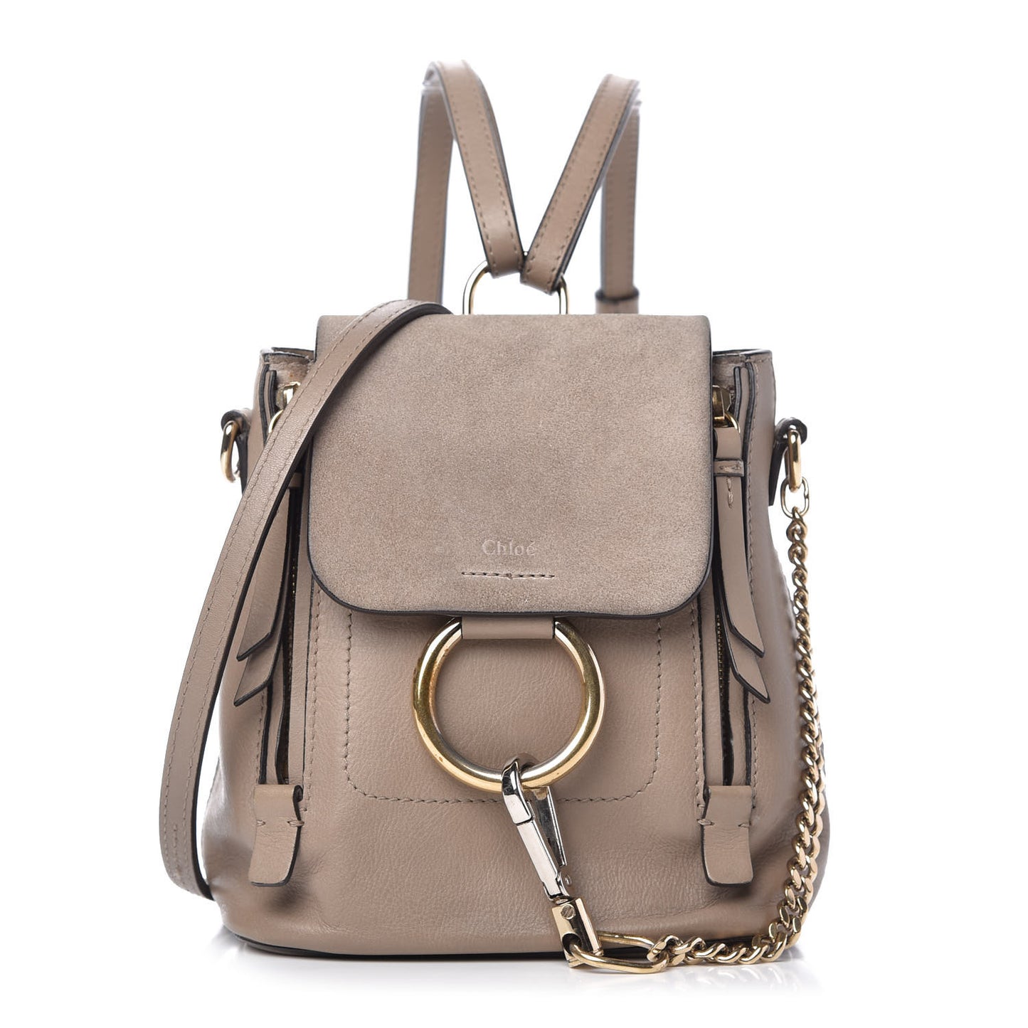 Suede Calfskin Mini Faye Backpack Motty Grey