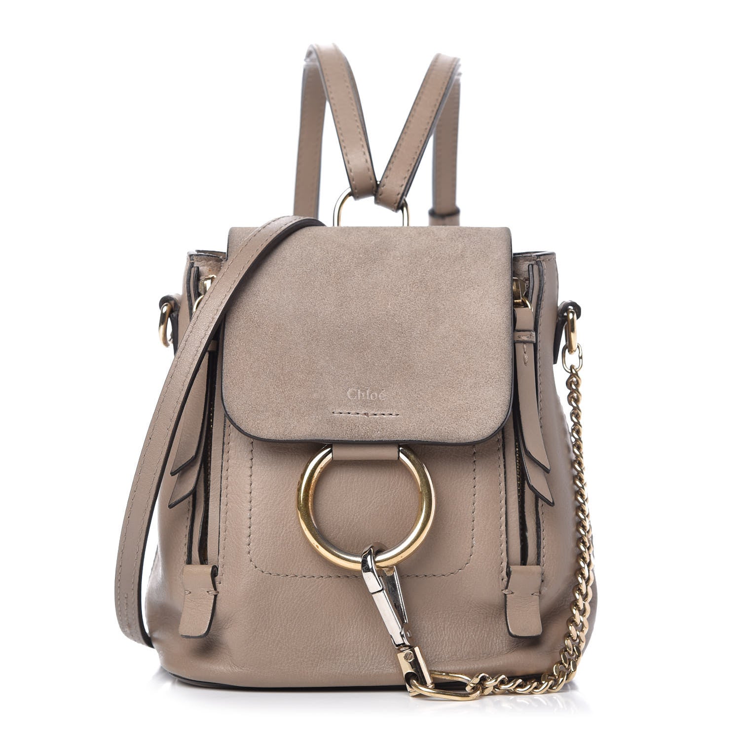 Chloe Suede Calfskin Mini Faye Backpack Motty Grey 1 of 10