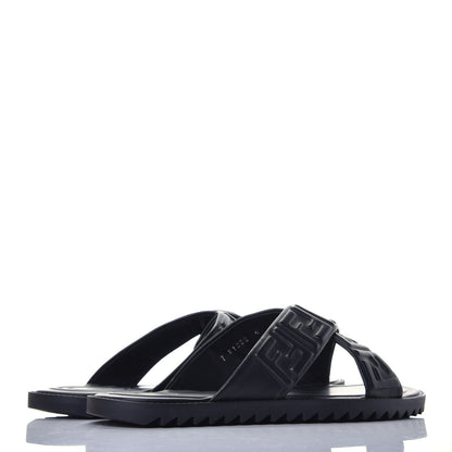 Fendi Nappa FF Embossed Mens Criss Cross Slide Sandals 6 Black 4 of 10