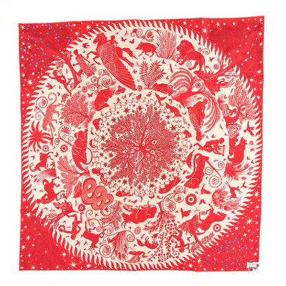 Hermes Silk Sous Le Charme d'Orphee Double Face Scarf 90 Orange Creme Corail 4 of 4