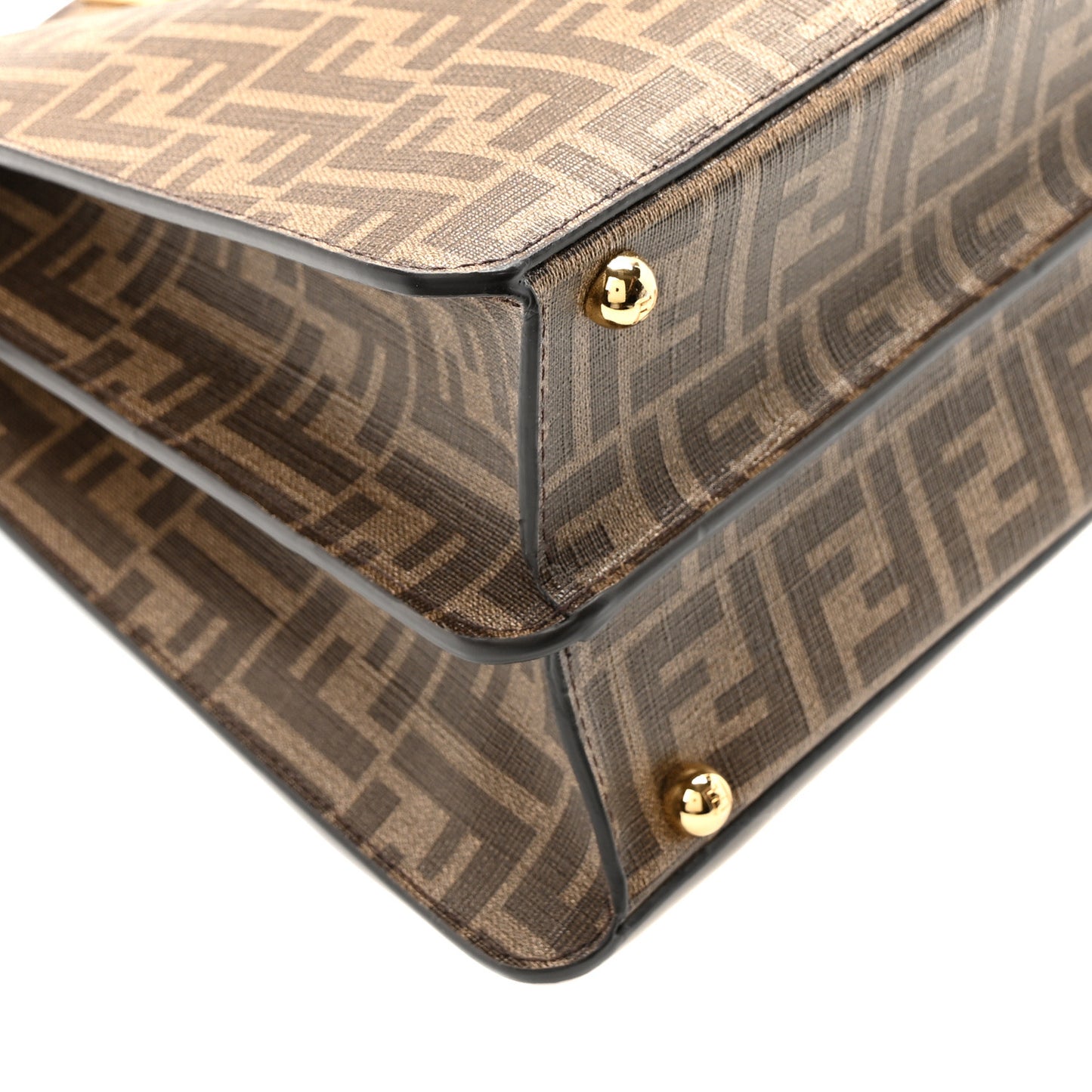 Glazed Fabric Vitello FF 1974 Hairdo Girls Inlay Medium Peekaboo Iconic Satchel Mogano Panna Multicolor