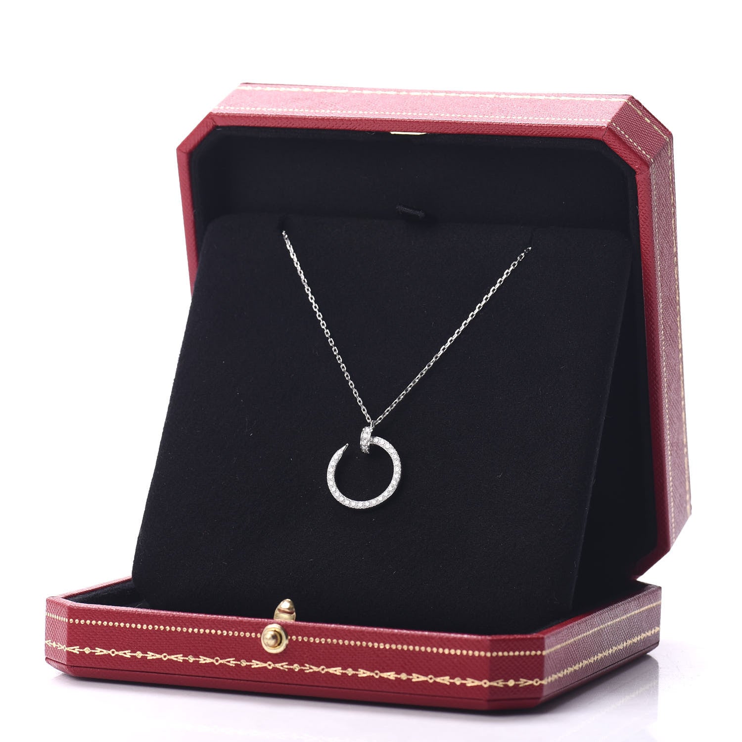 Cartier 18K White Gold Diamond Juste Un Clou Paved Pendant Necklace 5 of 5