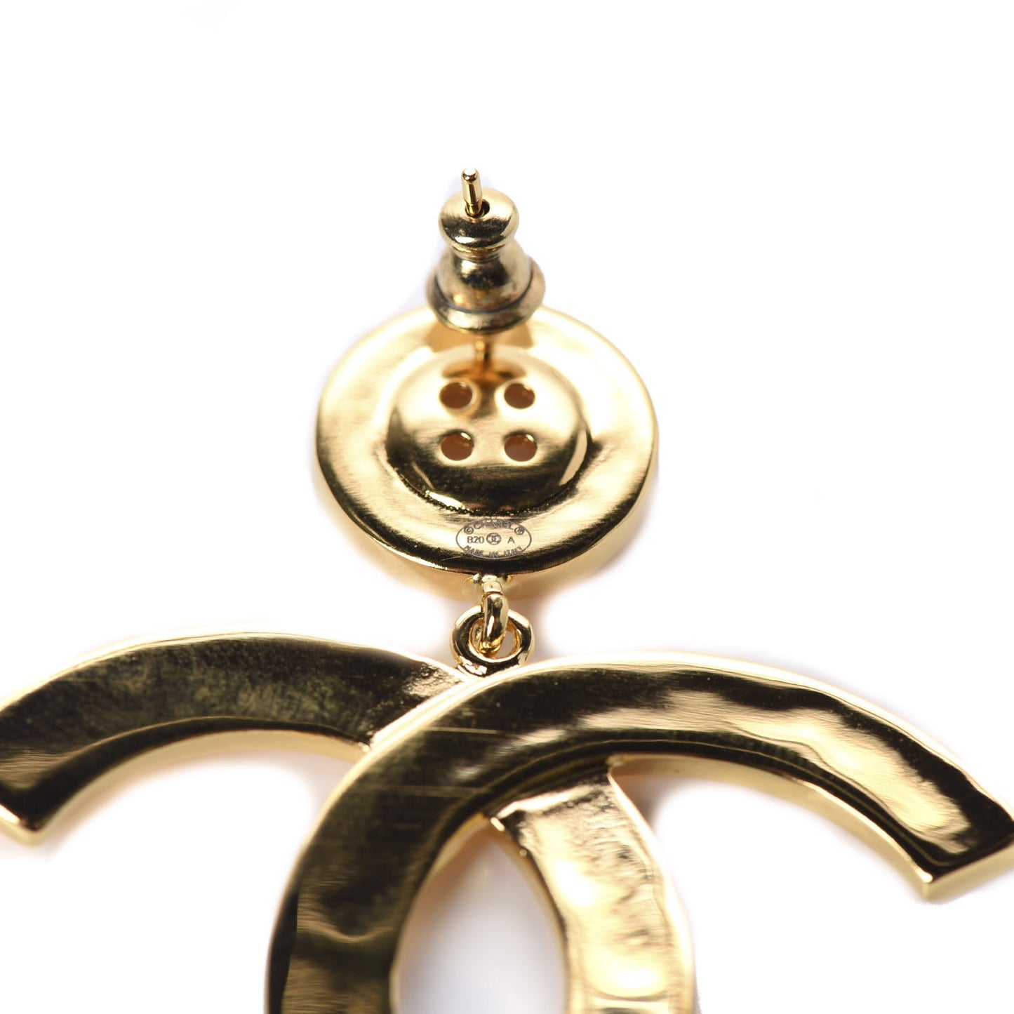 Metal Large Paris Button Earrings Gold