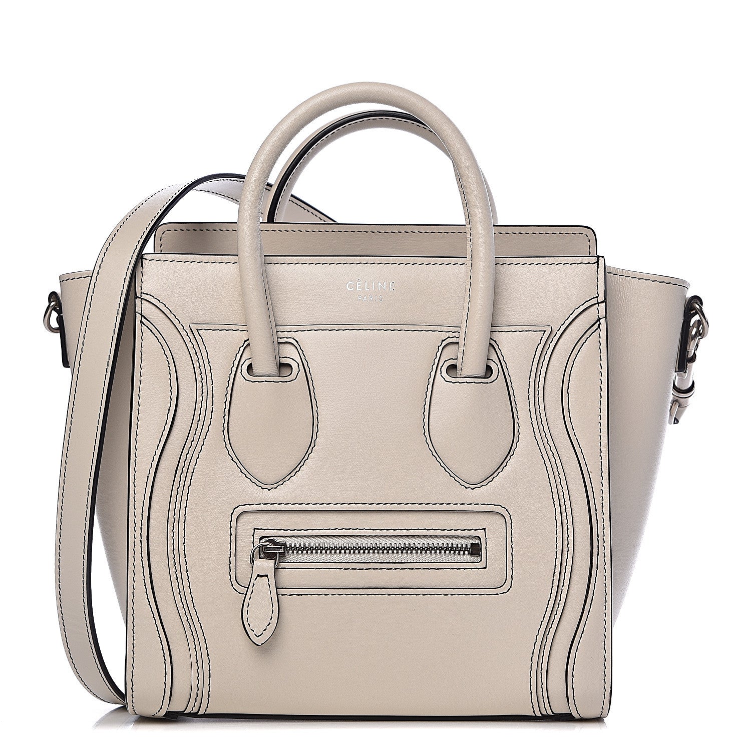 Celine Satin Calfskin Nano Debossed Luggage White 1 of 10