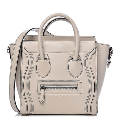 Celine Satin Calfskin Nano Debossed Luggage White 1 of 10