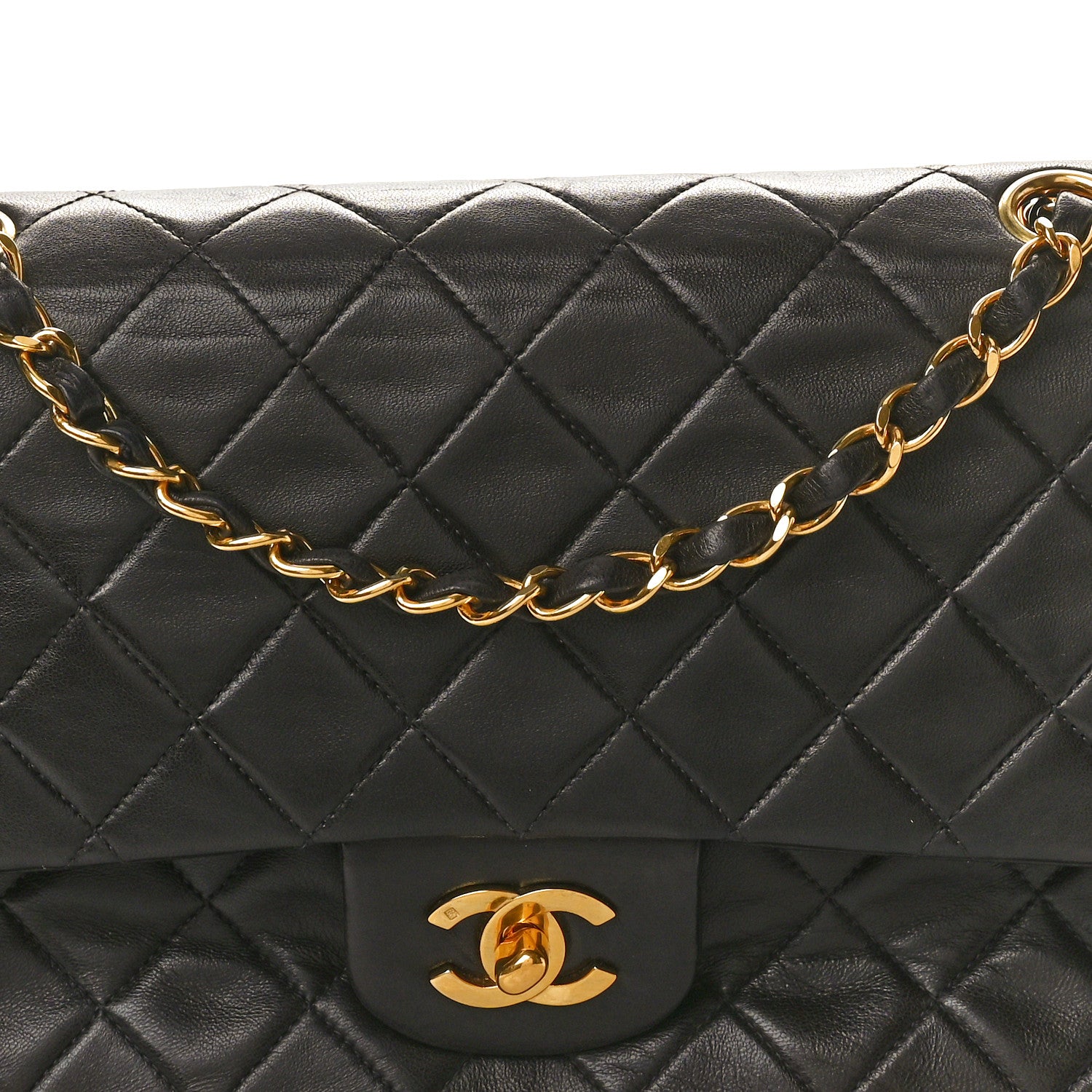 Chanel Lambskin Quilted Medium Double Flap Black 8 of 13
