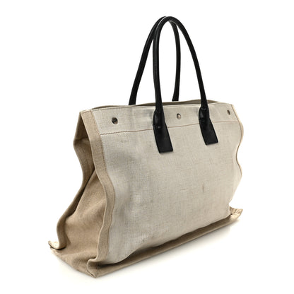 Saint Laurent Linen Calfskin Rive Gauche Tote Optic White 3 of 10