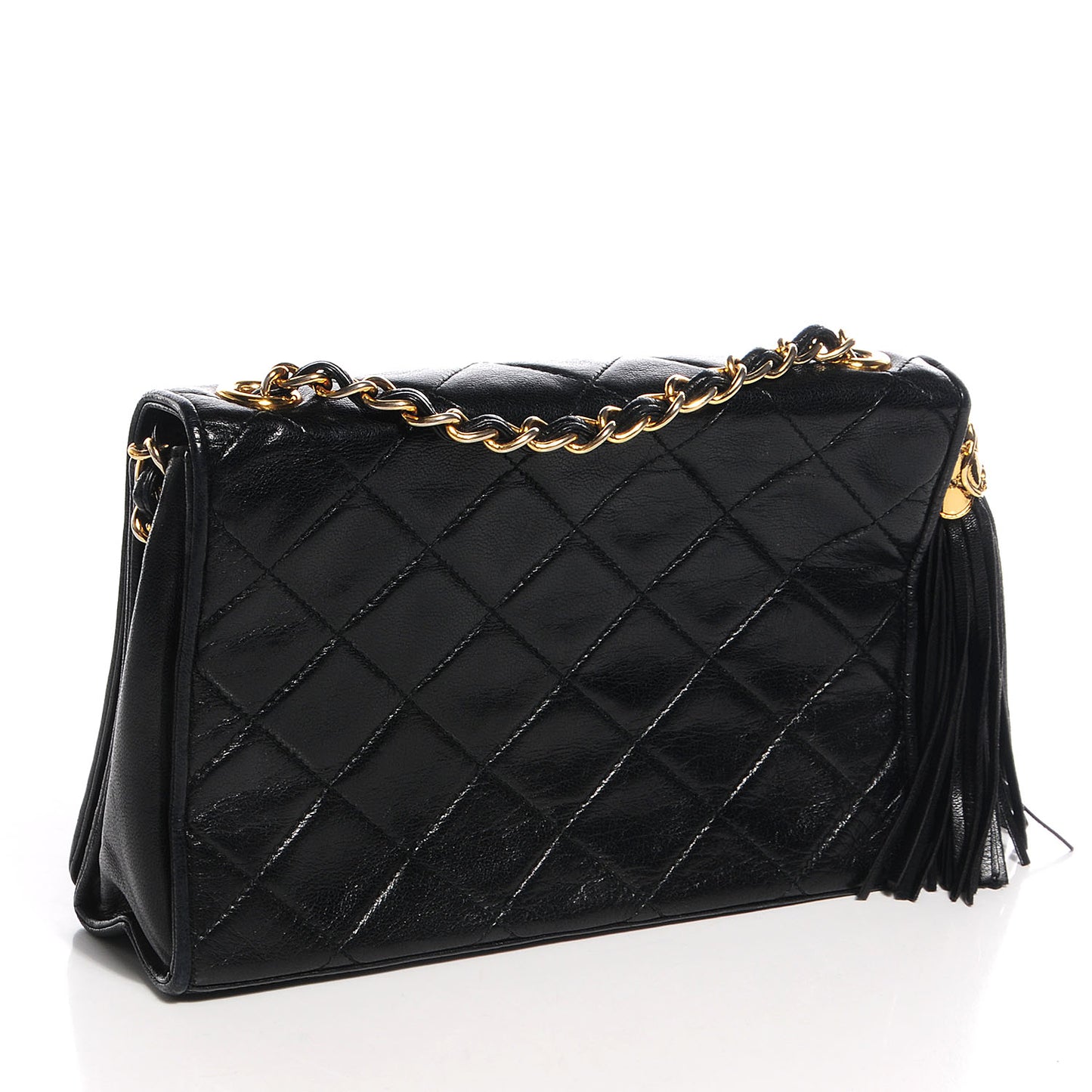 Lambskin Small Tassel Single Flap Black