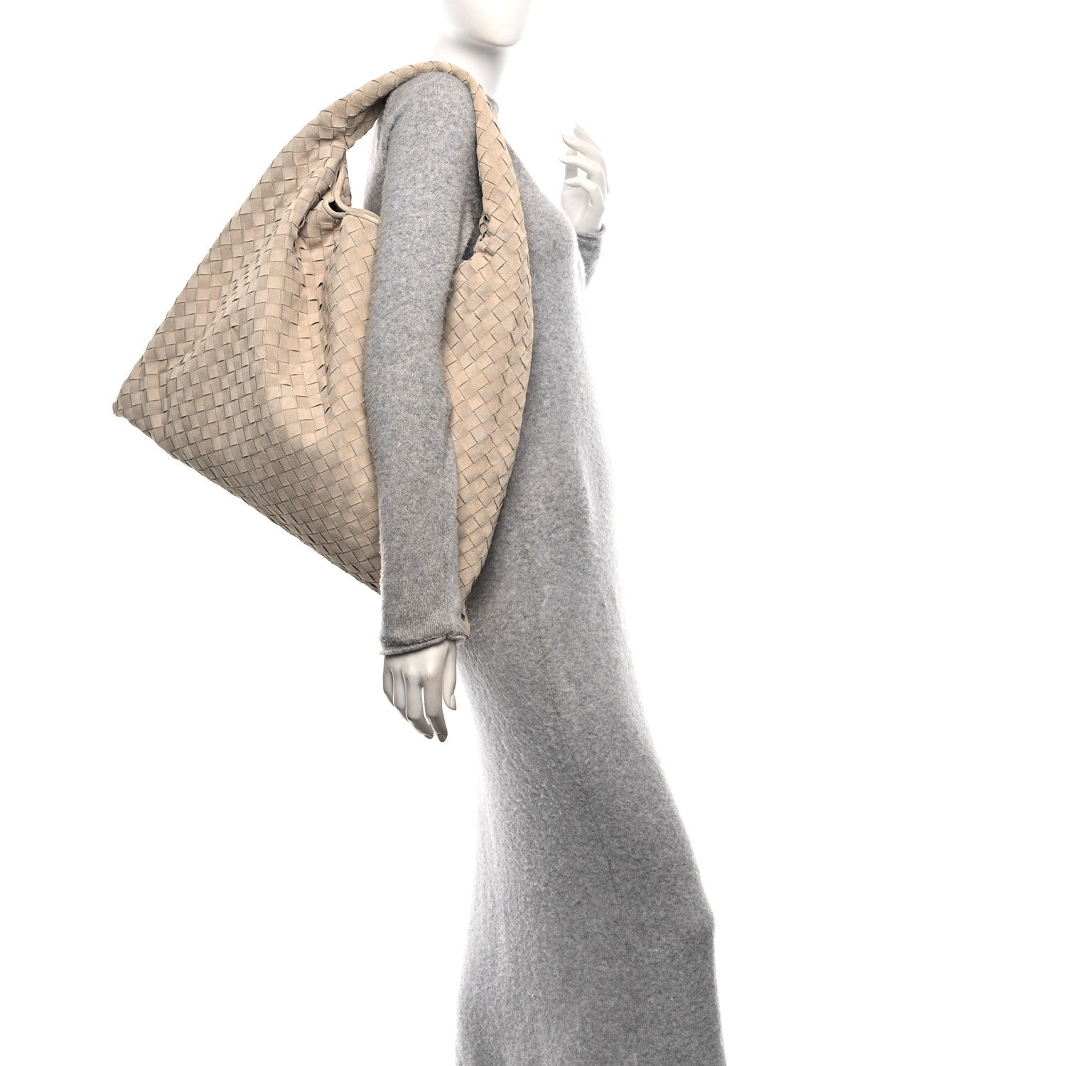Bottega Veneta Suede Intrecciato Large Hop Ecru 2 of 9