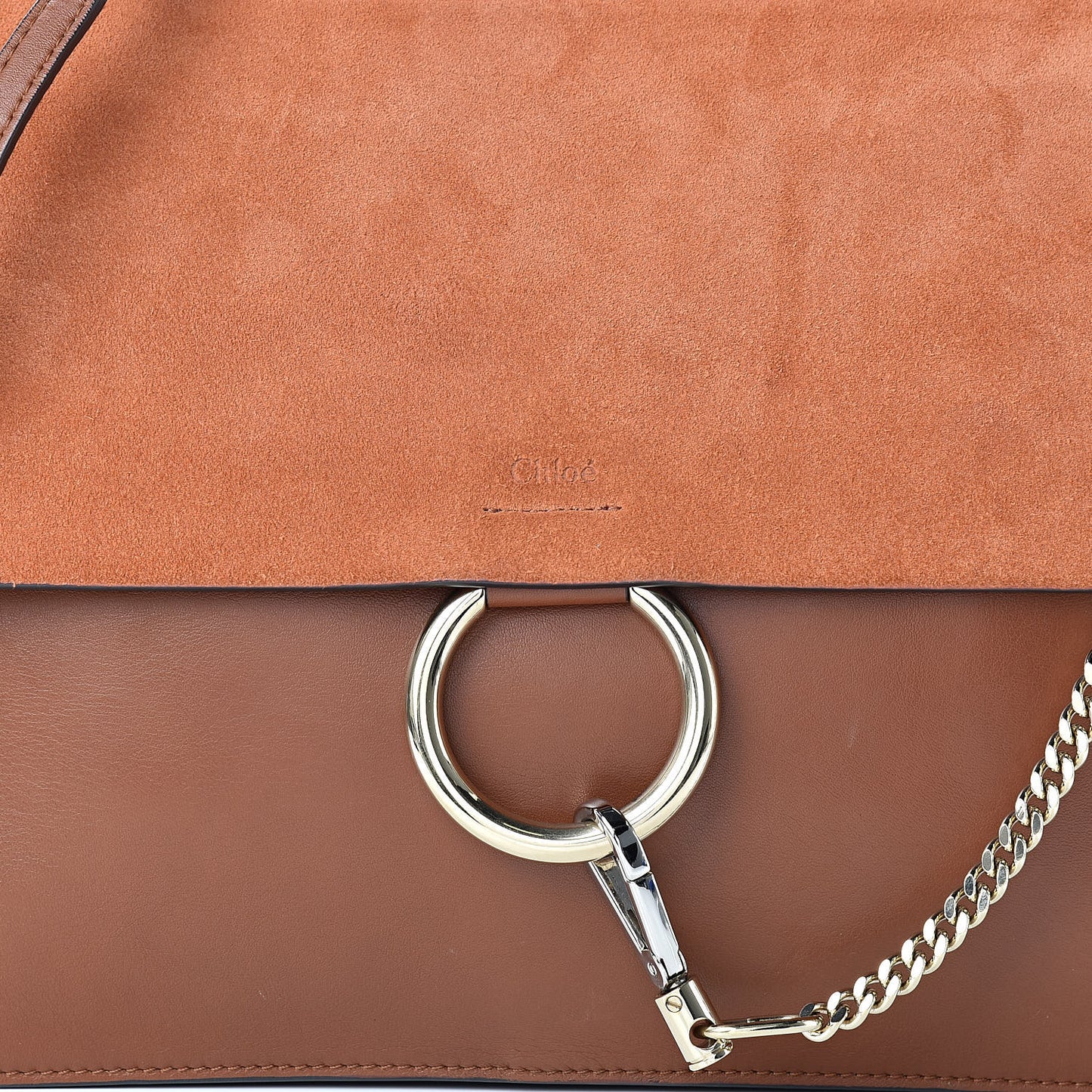 Suede Calfskin Medium Faye Shoulder Bag Tobacco