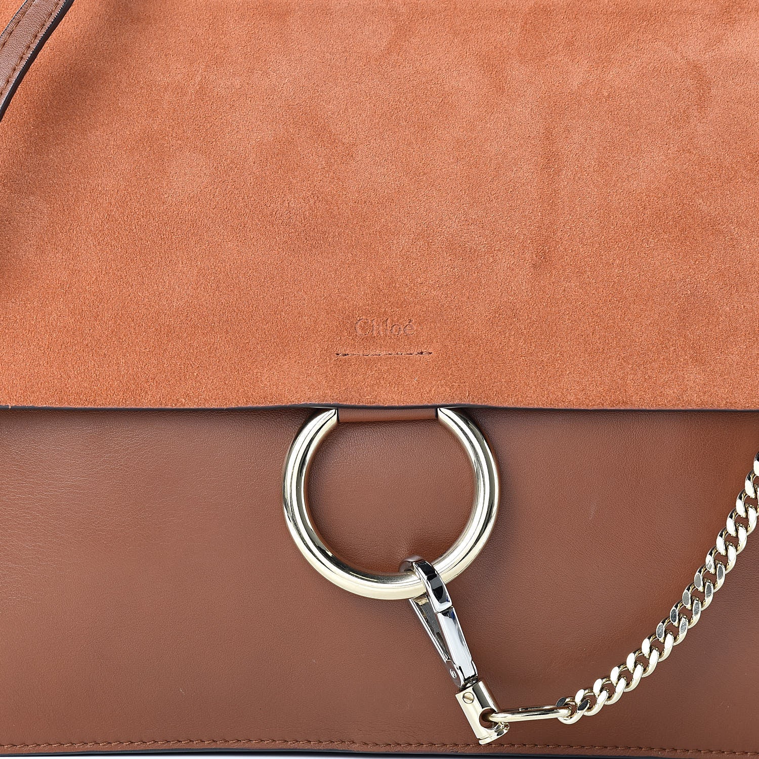 Chloe Suede Calfskin Medium Faye Shoulder Bag Tobacco 8 of 12