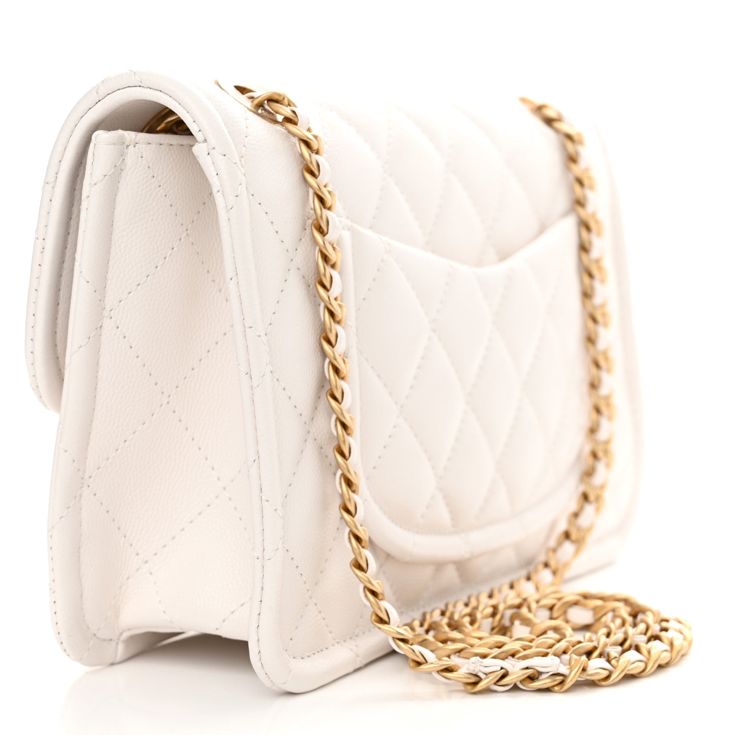 Caviar Quilted Medium Sweet Classic Flap White