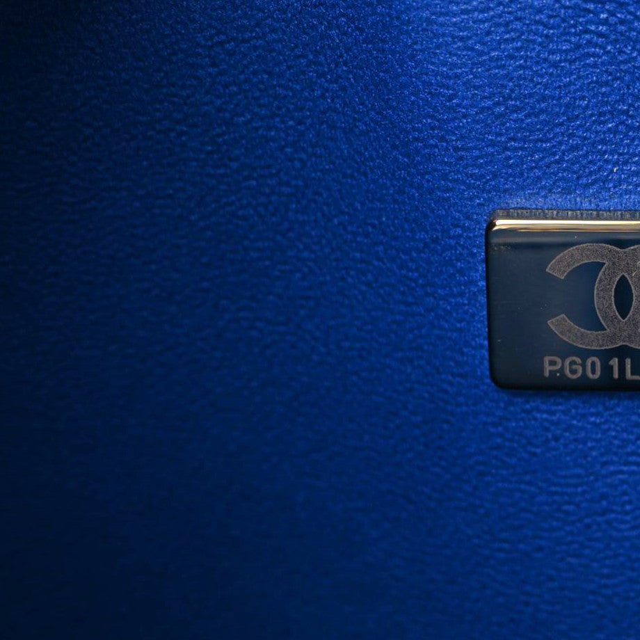 Caviar Quilted Small Double Flap Blue