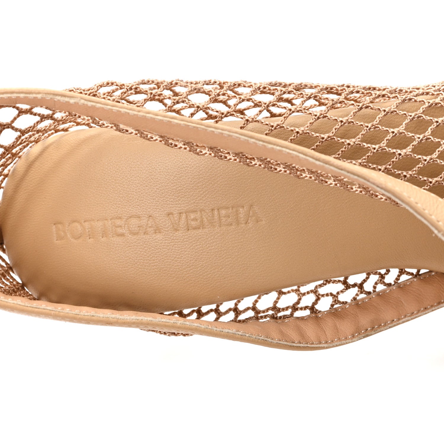 Bottega Veneta Mesh Calfskin Chain Stretch Pumps 38 Beige 1905738