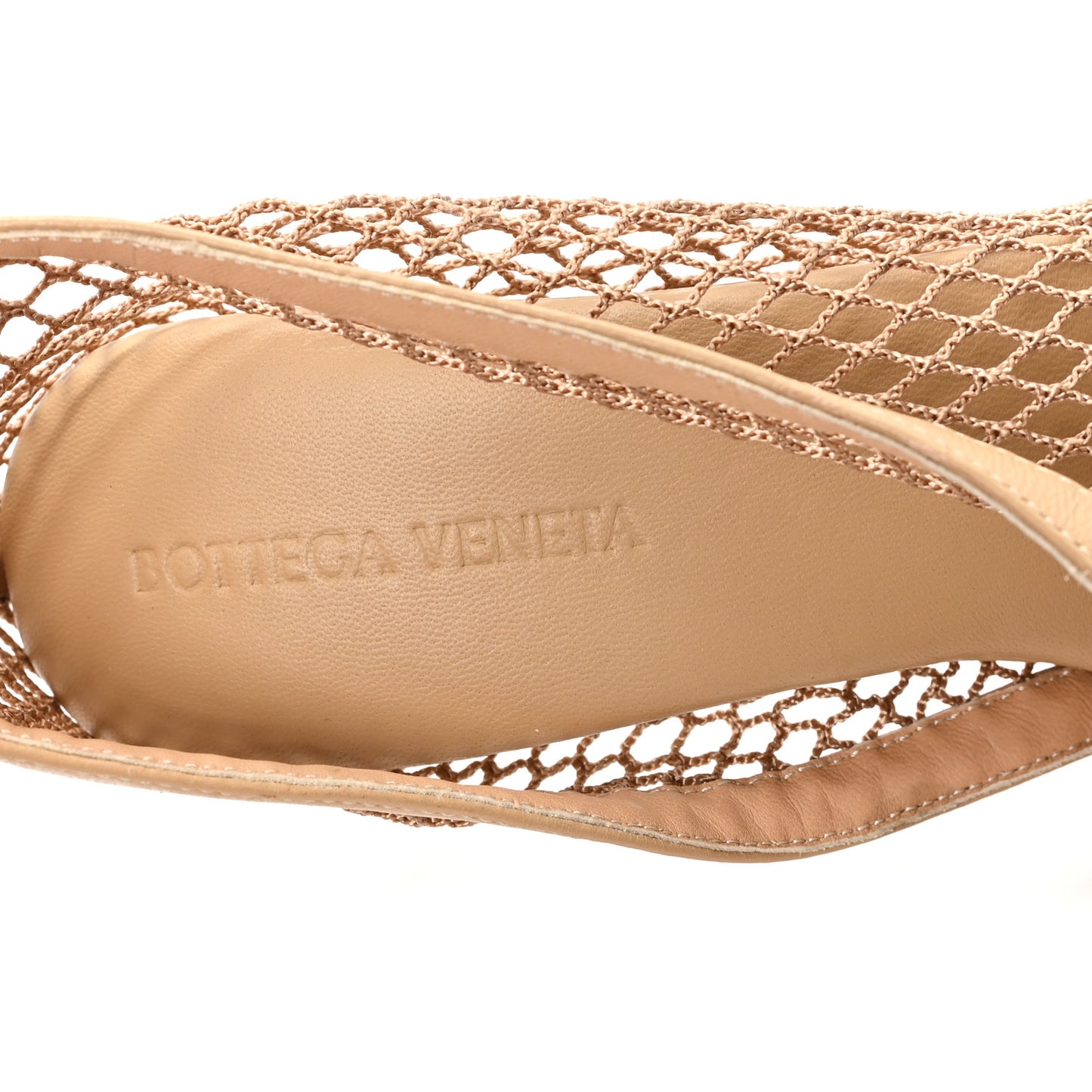 Mesh Calfskin Chain Stretch Pumps 38 Beige