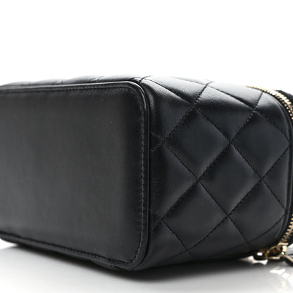 Chanel Lambskin Quilted Small Top Handle Vanity Case With Chain Black 9 of 10