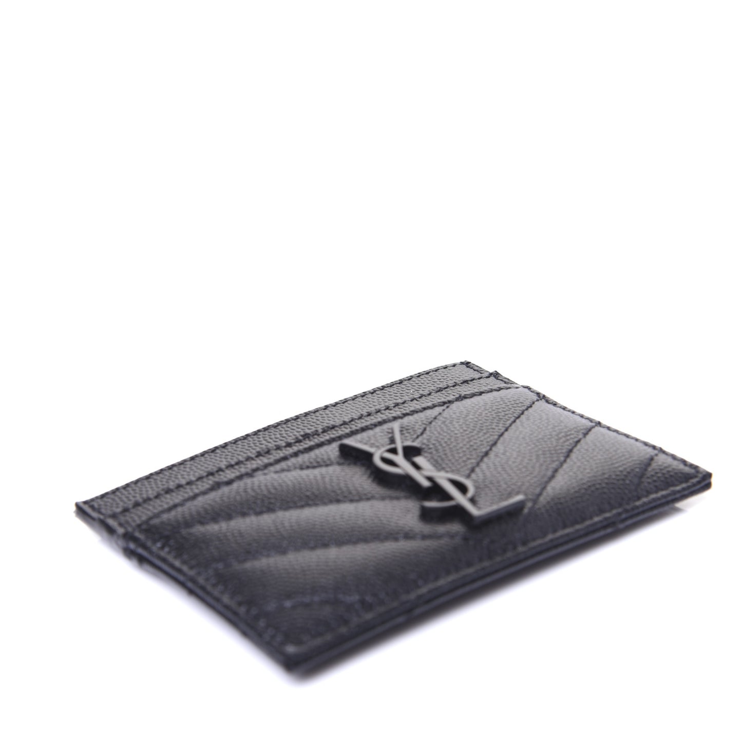 Grain De Poudre Matelasse Chevron Monogram Credit Card Case Black