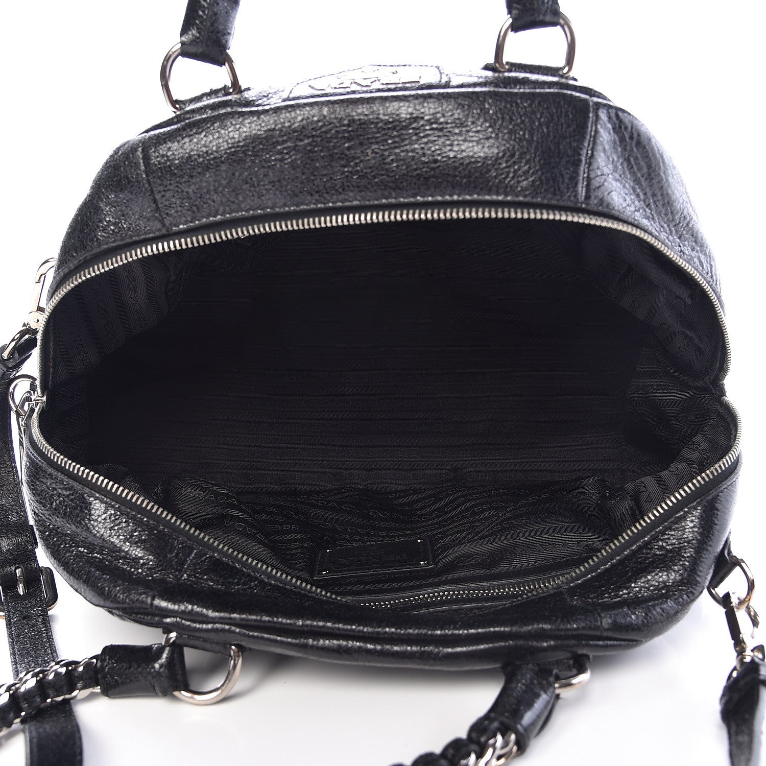 Prada Cervo Lux Chain Shoulder Bag Black 6 of 14