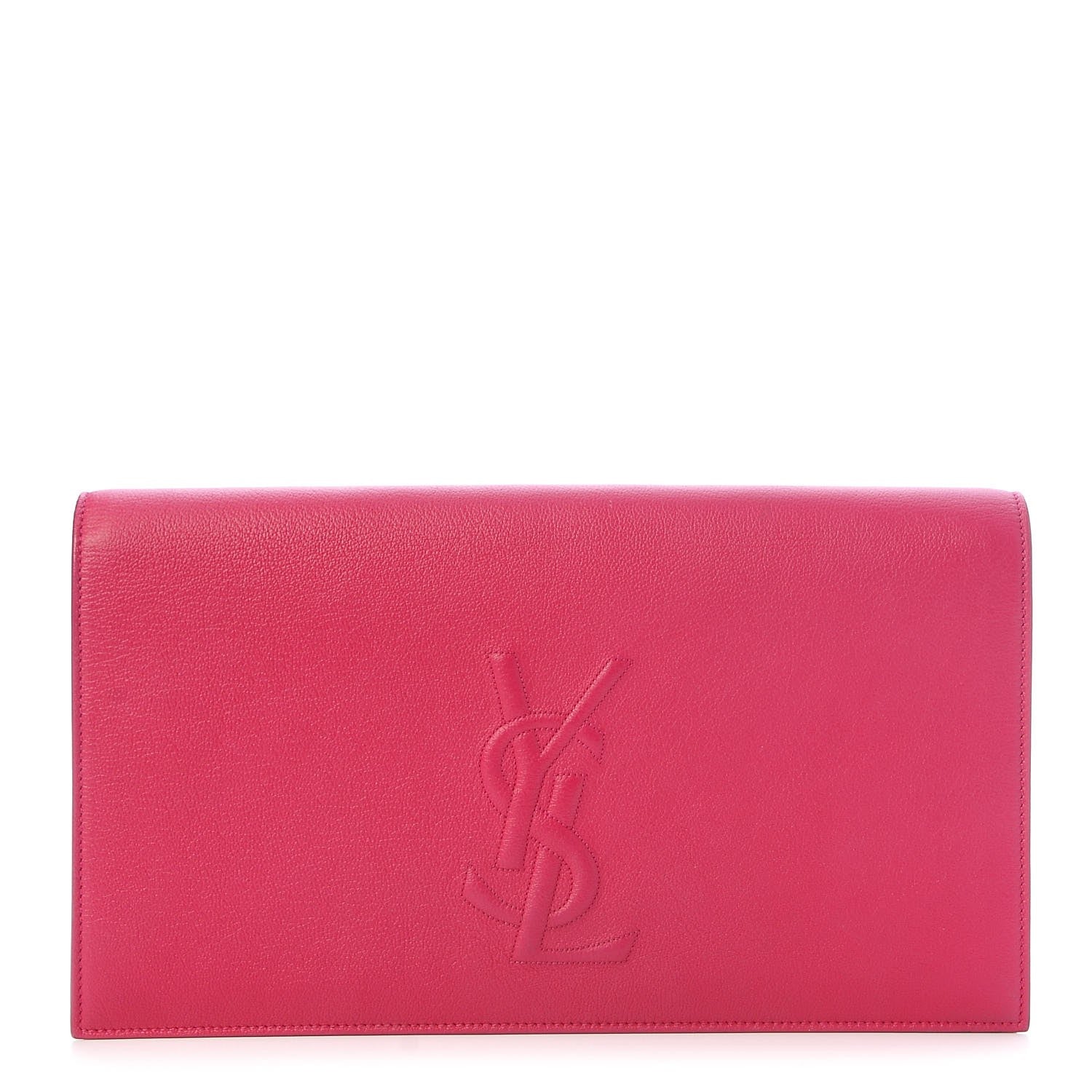 Saint Laurent Calfskin Monogram Large Belle De Jour Clutch Lipstick Fuchsia 1 of 7