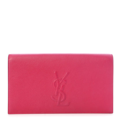 Saint Laurent Calfskin Monogram Large Belle De Jour Clutch Lipstick Fuchsia 1 of 7
