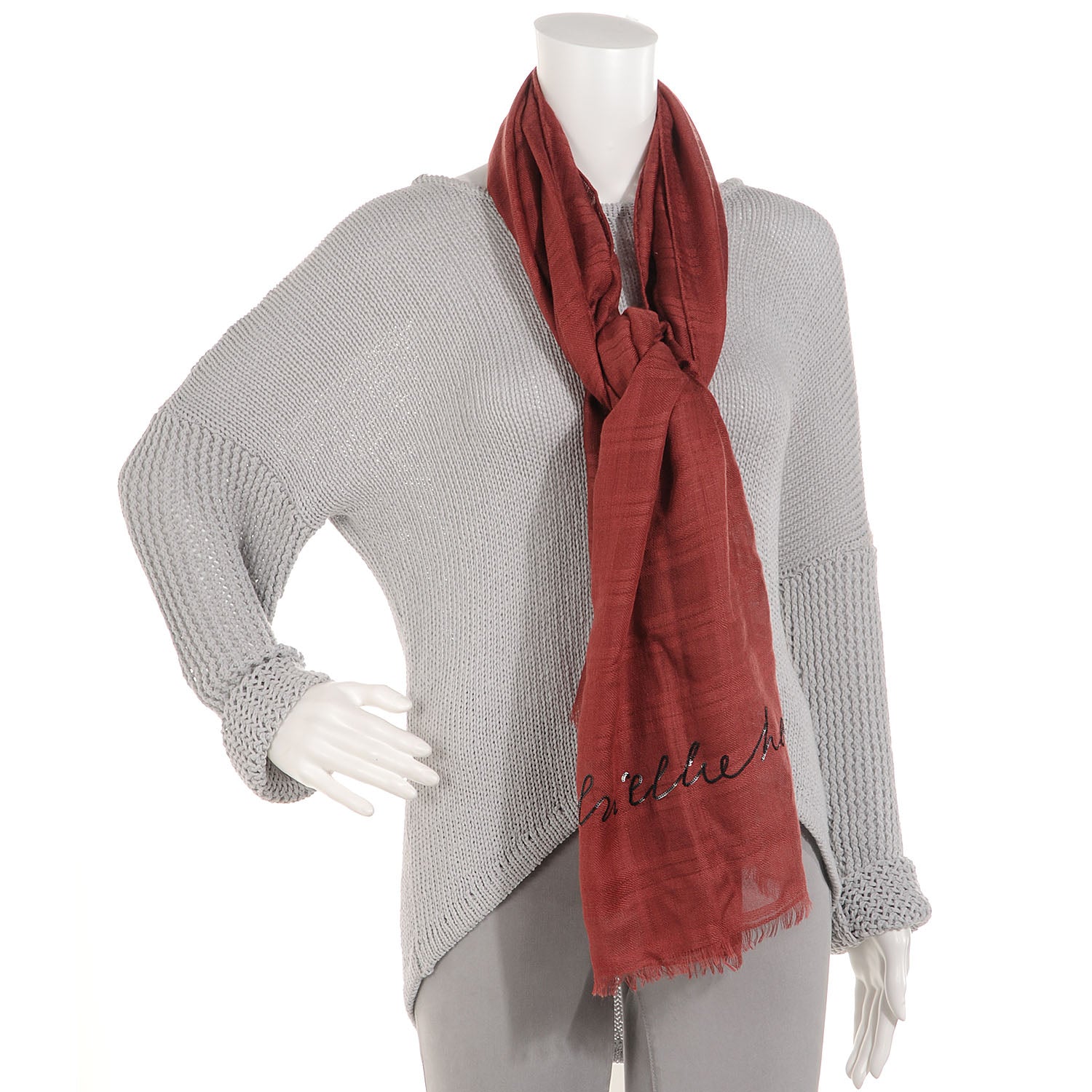 Chanel Cashmere Silk Sequin CC Stole Red 2 of 7
