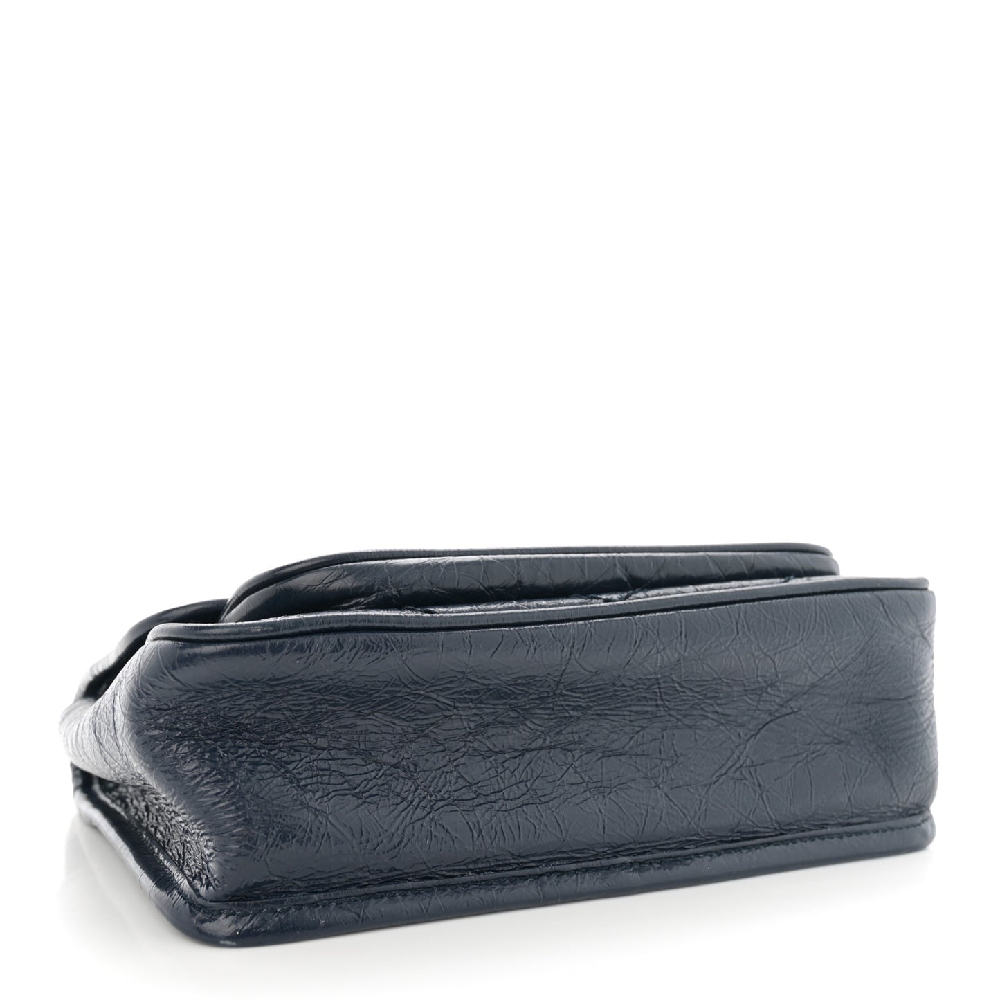 Crinkled Calfskin Matelasse Monogram Baby Niki Chain Satchel Navy