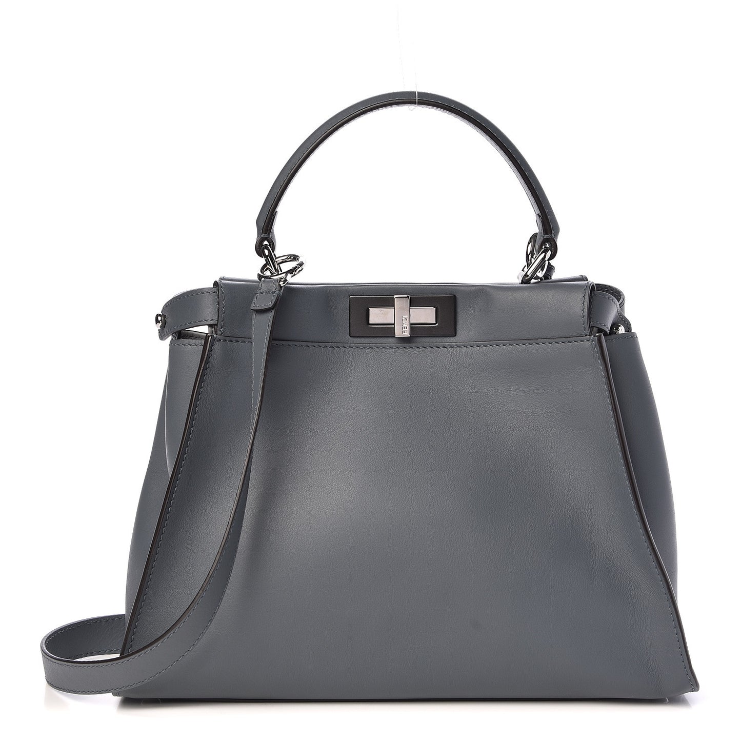 Vitello Seta Shiny Nappa Medium Peekaboo Iconic Satchel Tempesta Grigio Perla