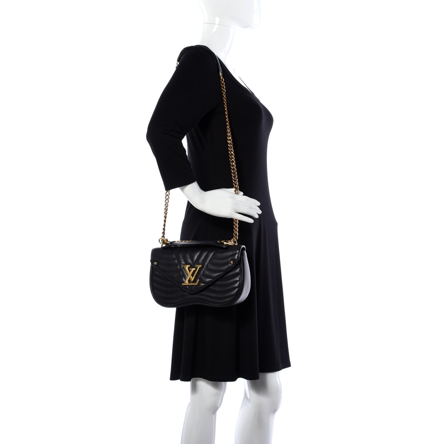 Louis Vuitton Calfskin New Wave Chain MM Black 2 of 17