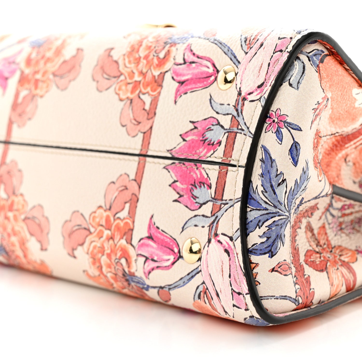 Salvatore Ferragamo Calfskin Fiori Print Margot Top Handle Satchel New White 8 of 8