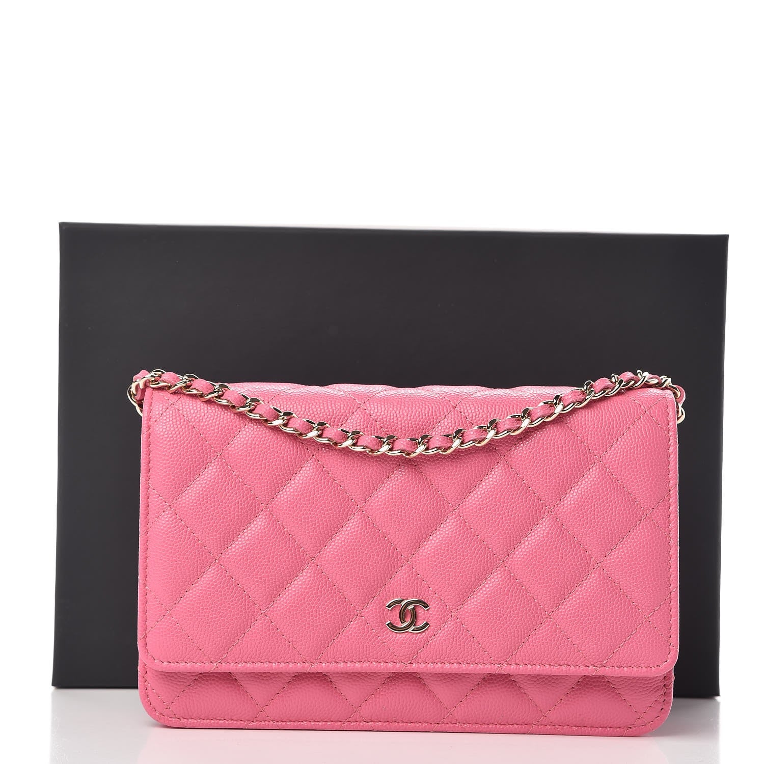 Chanel Caviar Quilted Wallet on Chain WOC Pink 9 of 9