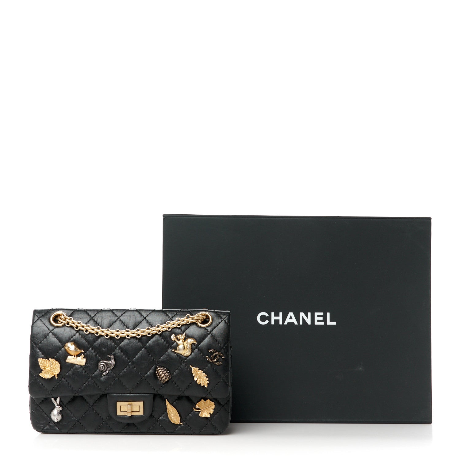 Chanel Aged Calfskin Lucky Charms 2.55 Reissue 225 Flap Black 12 of 12