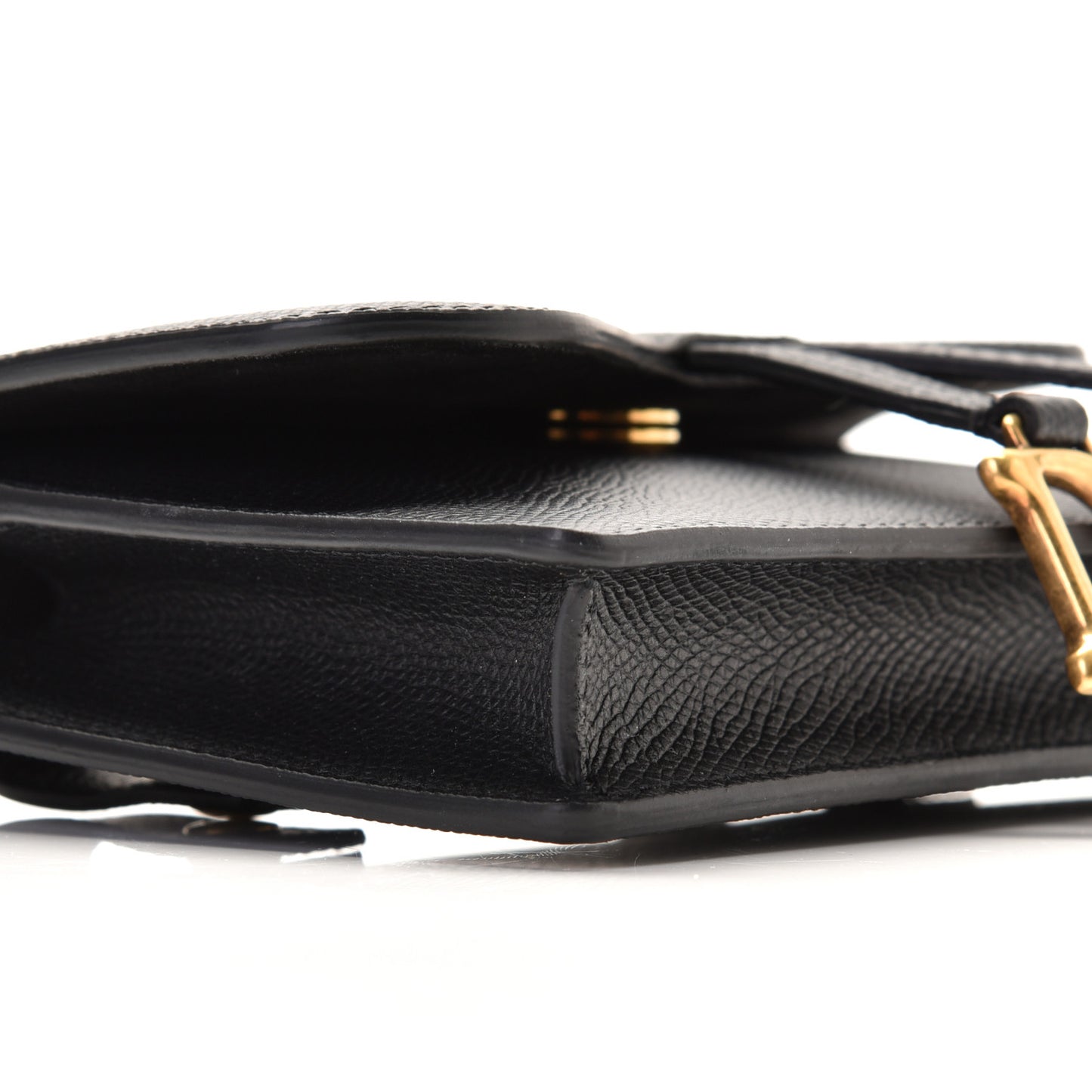 Grained Calfskin Saddle Belt Clutch Black