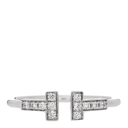 Tiffany 18K White Gold Diamond T Wire Ring 56 7.5 1 of 4