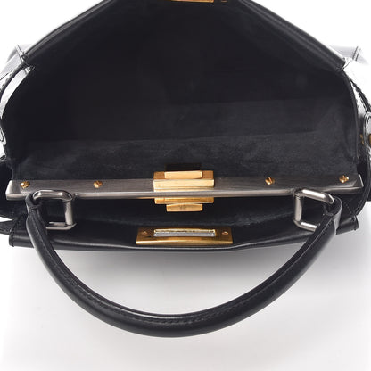 Fendi Vitello Suede Medium Peekaboo Iconic Satchel Black 5 of 14