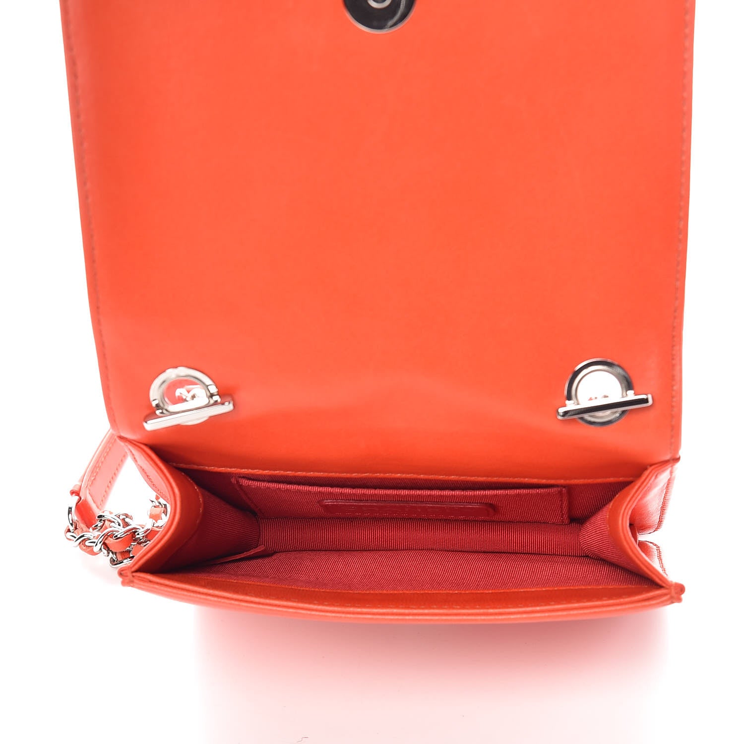 Chanel Plexiglass Patent Mini Boy Brick Flap Orange Red 7 of 10