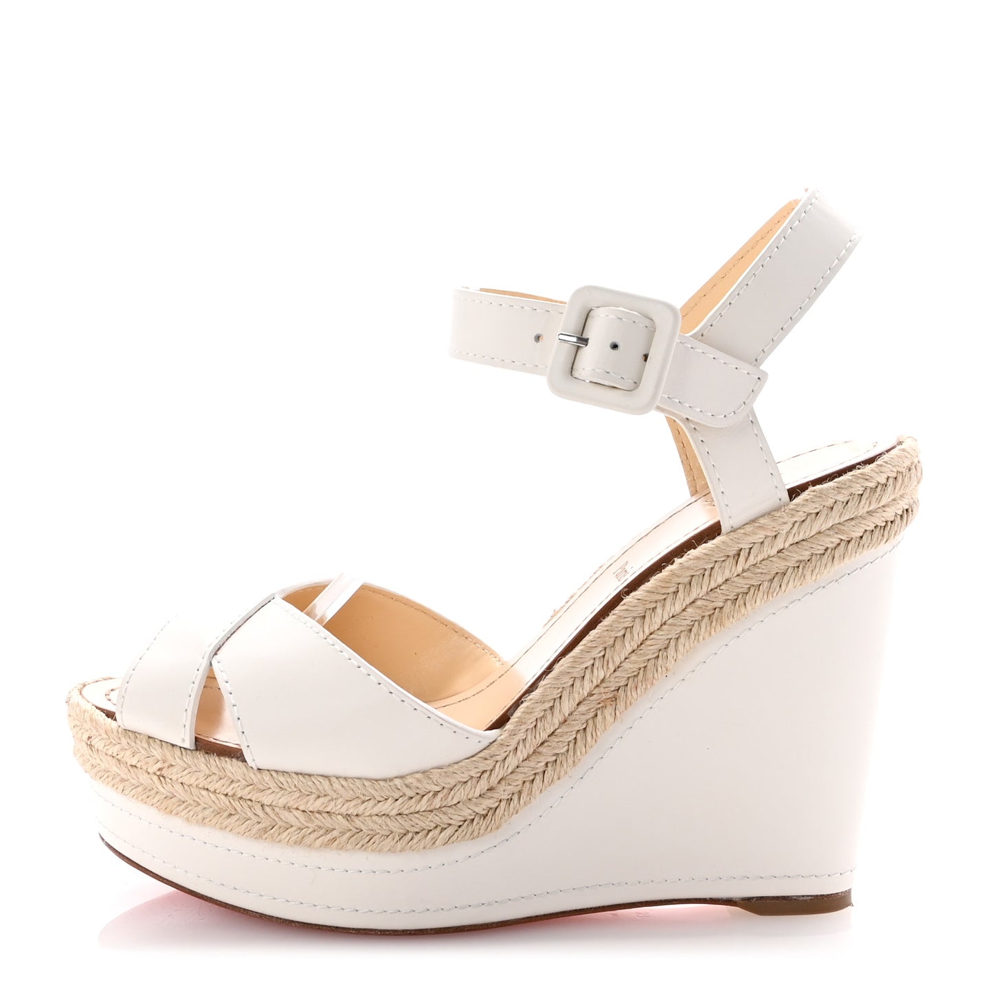 Calfskin Almeria 120 Wedge Sandals 37 Snow