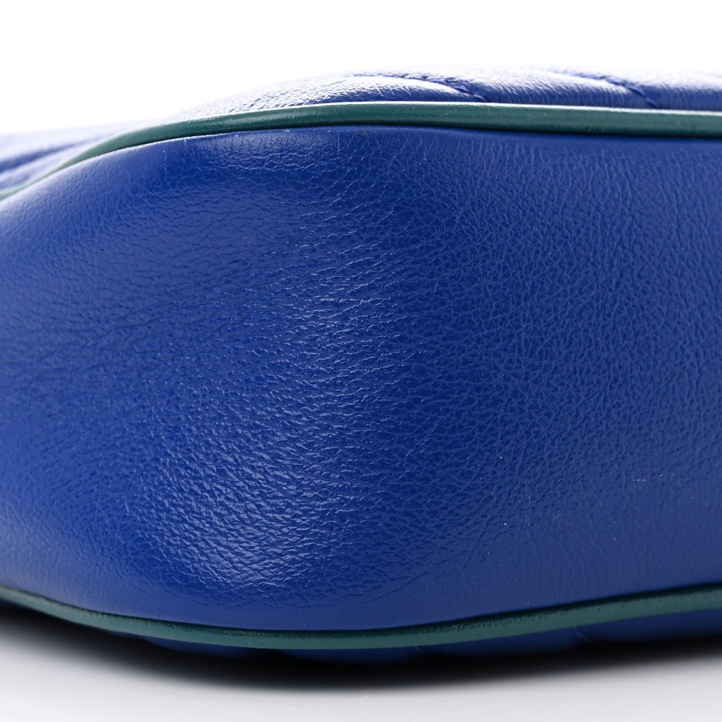Azalea Calfskin Enamel Matelasse Diagonal Small Torchon GG Marmont Chain Shoulder Bag Imperial Blue Pavone