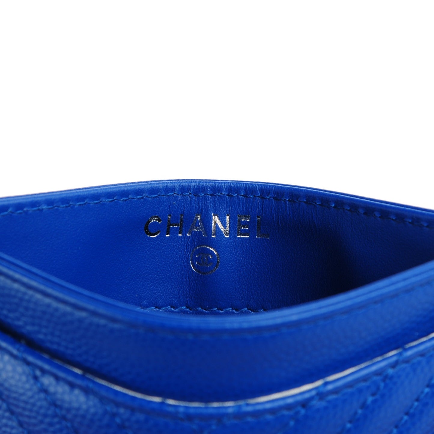 Caviar Chevron Card Holder Blue