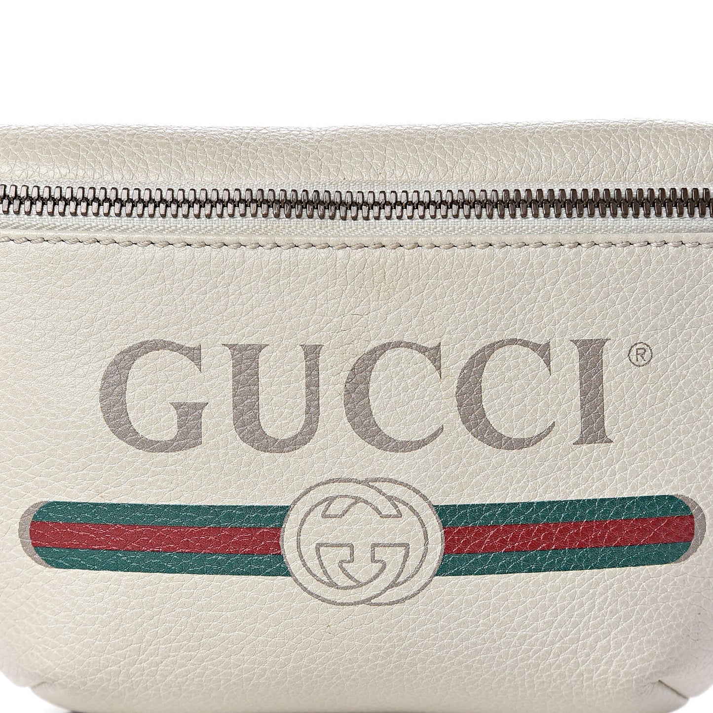 Grained Calfskin Small Logo Belt Bag White
