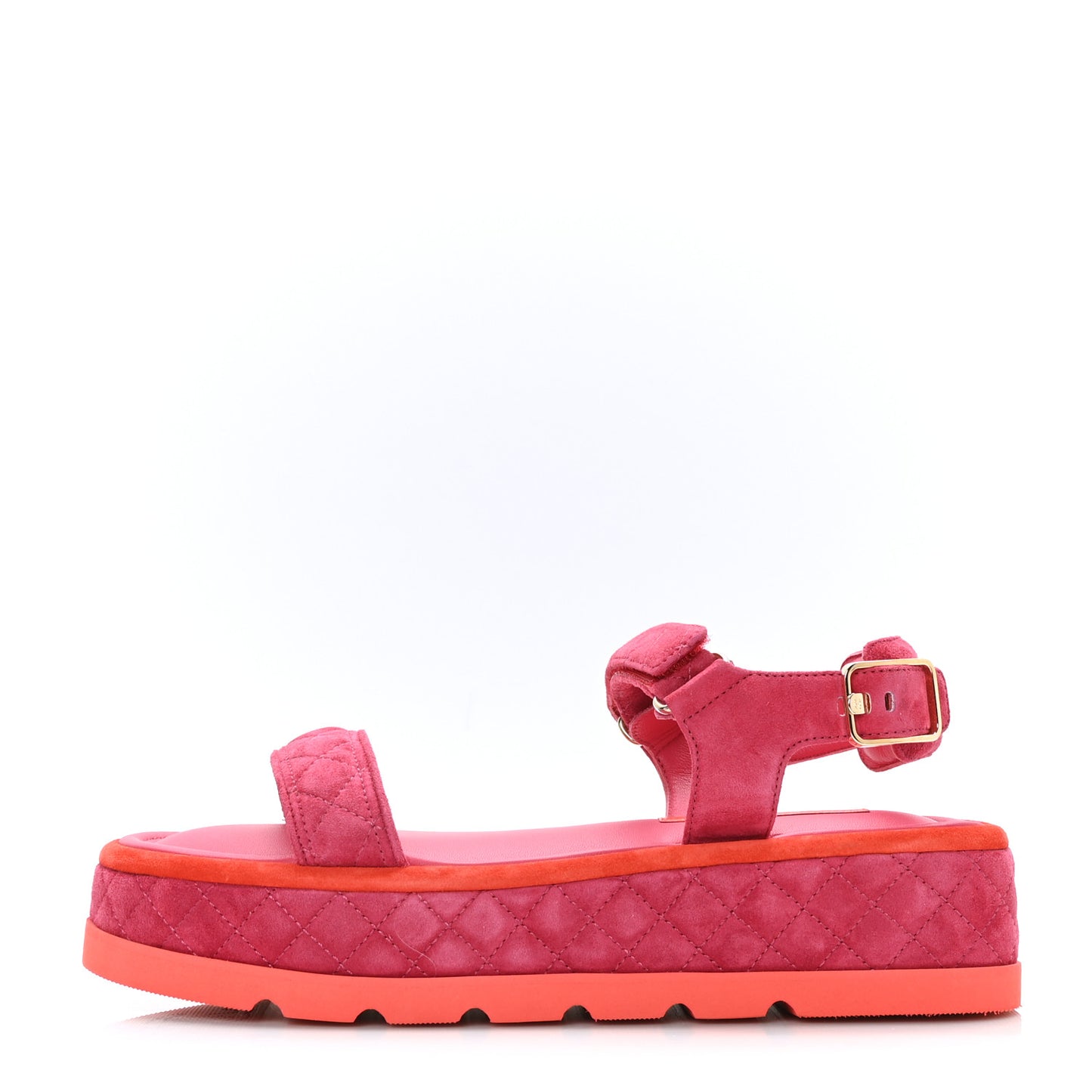 Suede Quilted Platform Sandals 41 Red Light Red