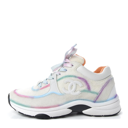 Chanel Wool Suede Calfskin CC Sneakers 37 Multicolor 1 of 11