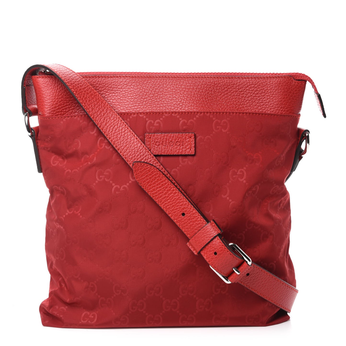Nylon Monogram Dollar Calfskin Flat Messenger Bag Vibrant Red