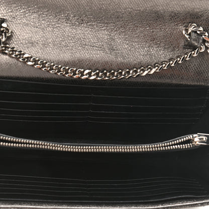 Saint Laurent Metallic Calfskin Mixed Matelasse Triquilt Monogram Chain Wallet Piombo 5 of 11