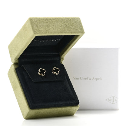 Van Cleef & Arpels 18K Yellow Gold Black Onyx Sweet Alhambra Earrings 5 of 5