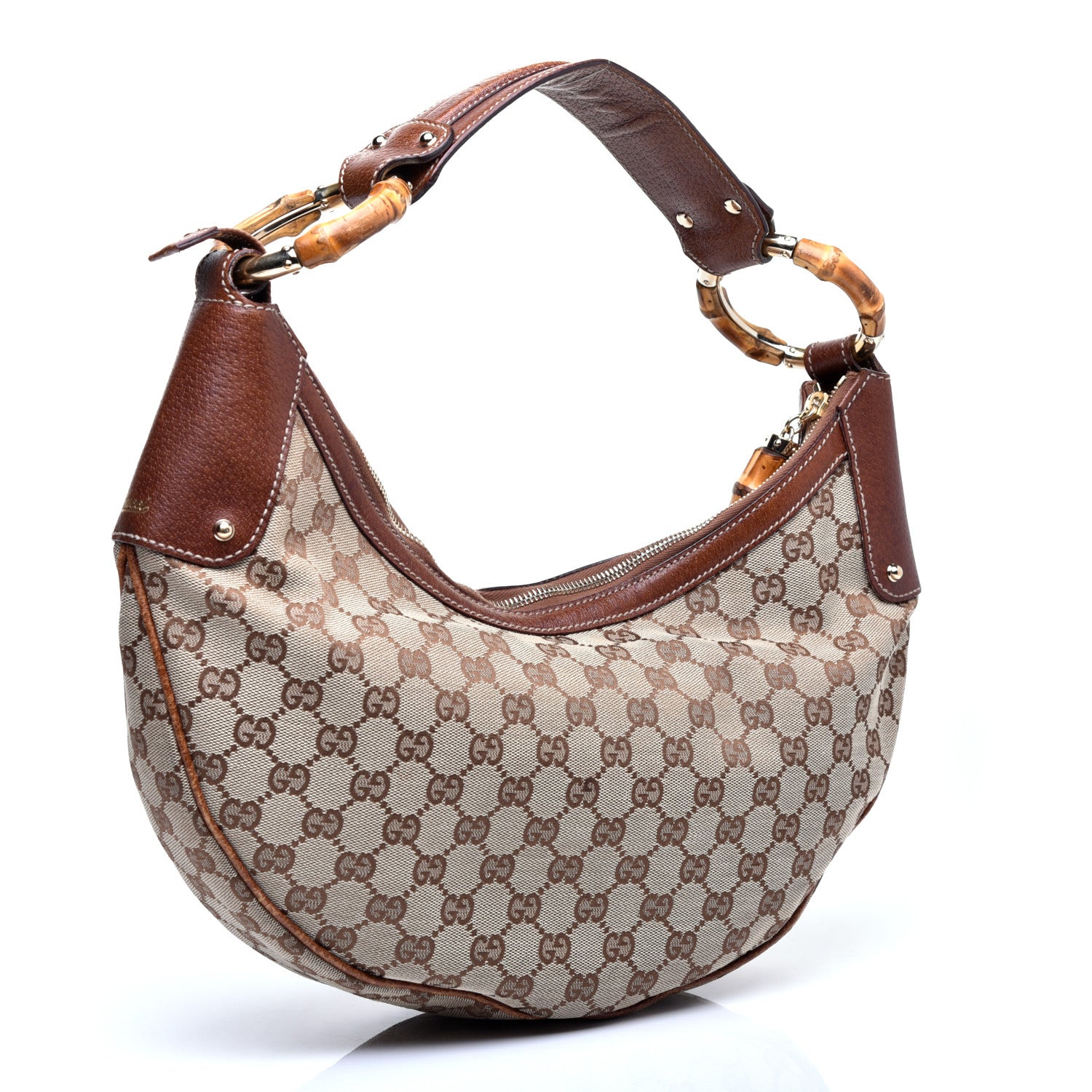 Gucci Monogram Bamboo Ring Hobo Brown 3 of 11