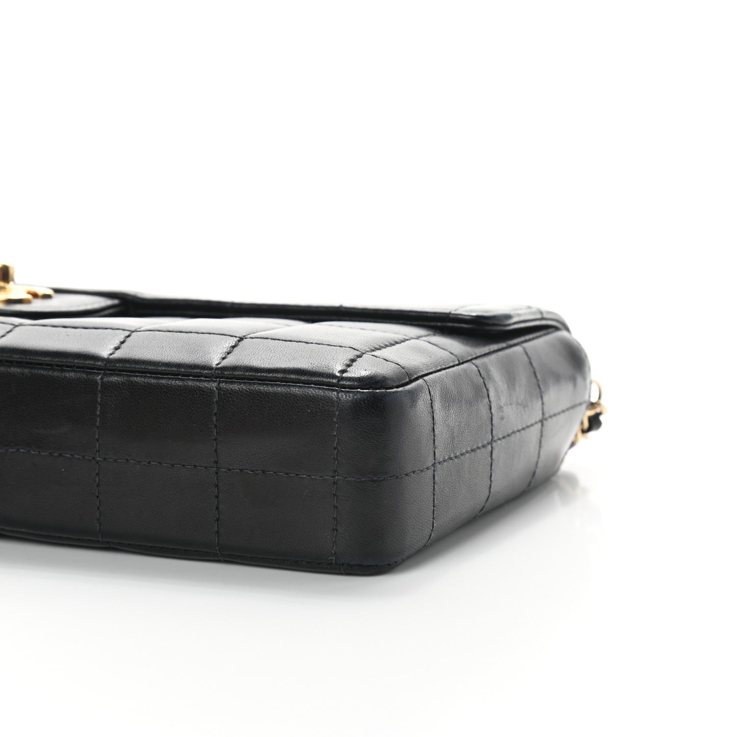 Lambskin East West Chocolate Bar Flap Black